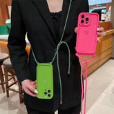 Heart Silicone Crossbody Case for iPhone